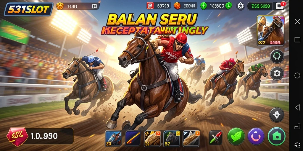 Tampilan gameplay balapan yang mendebarkan di 531SLOT.