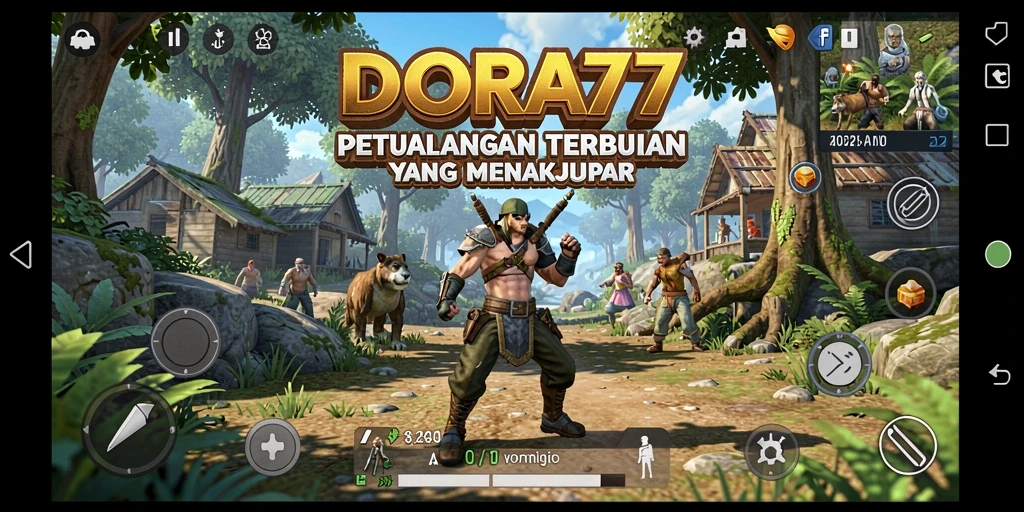 Tampilan grafis menawan dari gameplay DORA77 yang penuh eksplorasi.