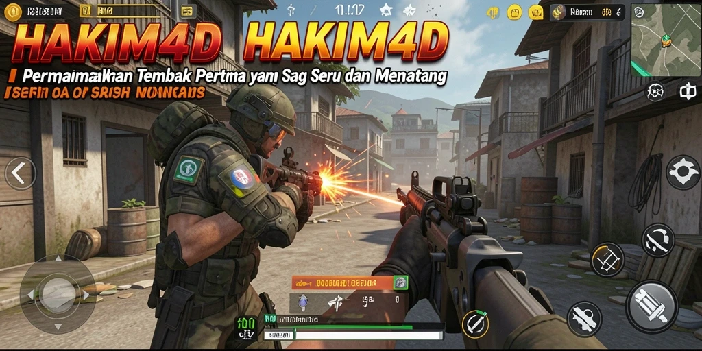 Tangkapan layar HAKIM4D menampilkan aksi tembak-menembak yang intens.