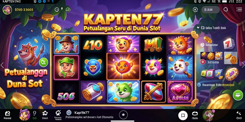 Tampilan gameplay seru dalam KAPTEN77 yang penuh warna.