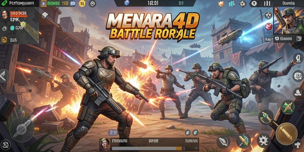 Tangkapan layar MENARA4D menampilkan momen intens dalam pertempuran Battle Royale.