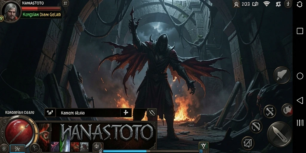 Screenshot menampilkan gameplay horor yang mencekam dan atmosfer menakutkan.