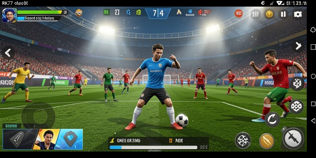 Screenshot RK77 menampilkan aksi seru dalam permainan olahraga.