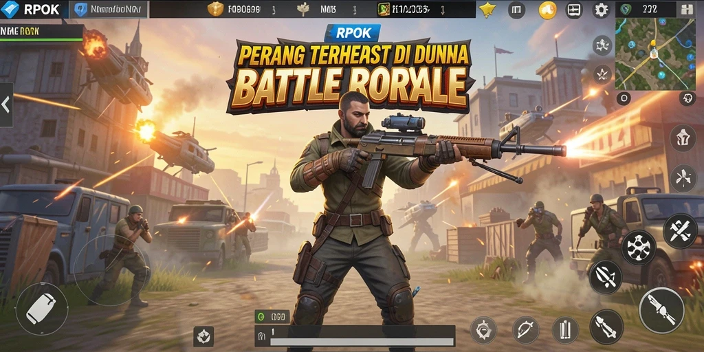 Tampilan gameplay seru dari RPOK di medan pertempuran Battle Royale.