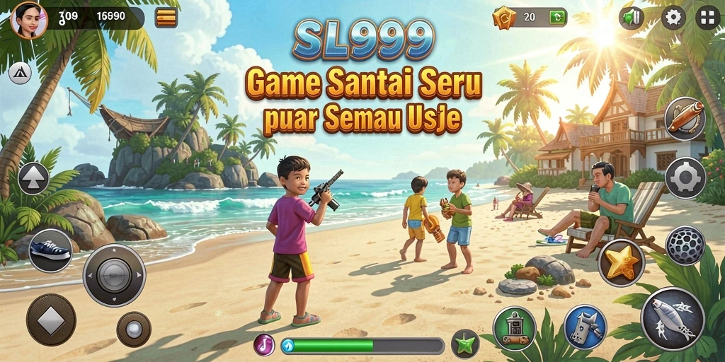 Screenshot utama SL999 menunjukkan gameplay yang seru dan berwarna.