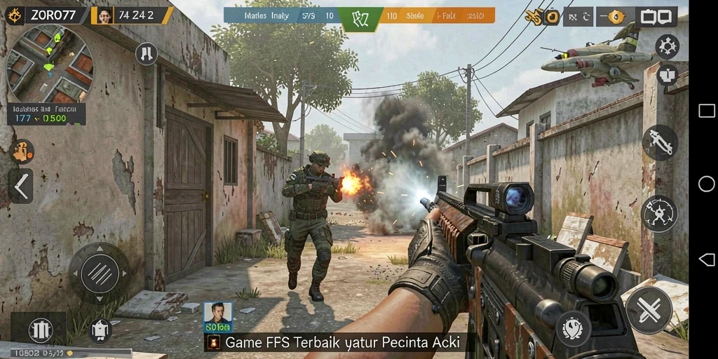 Tampilan gameplay ZORO77 yang mendebarkan dan penuh aksi di medan tempur.